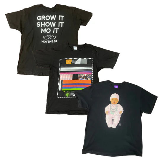 100X BLACK PRINTED T-SHIRTS