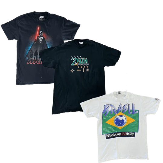 100X BLACK & WHITE PRINTED T-SHIRTS